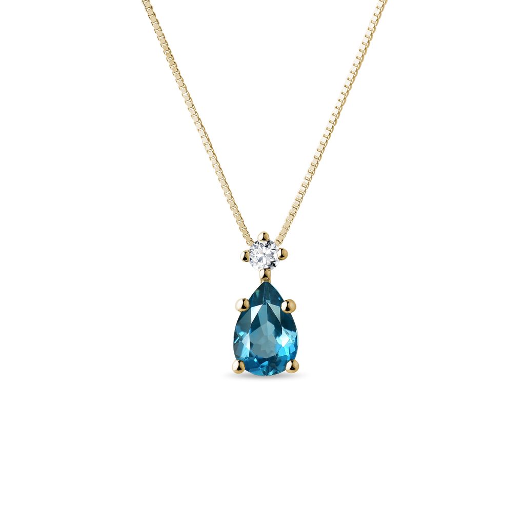 London Blue Topaz Pendant in Yellow Gold LONDON BLUE TOPAZ PENDANT IN YELLOW GOLD - TOPAZ NECKLACES - NECKLACES