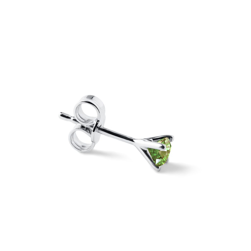 WEISSGOLD-OHRRING MIT GRÜNEM DIAMANT - EINZELNE OHRRINGE - OHRRINGE