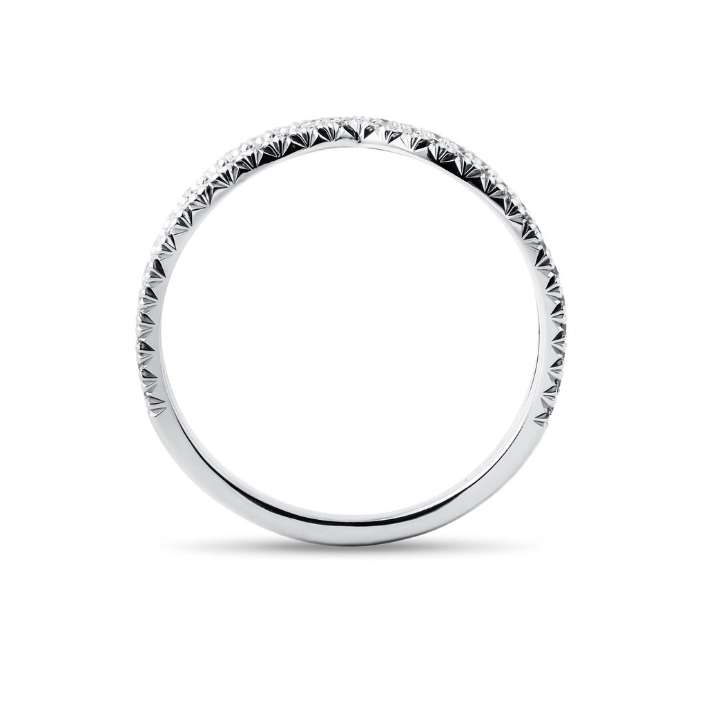 BAGUE DOUBLE ANNEAU EN OR BLANC SERTIE DE DIAMANTS - BAGUES EN DIAMANT - BAGUES