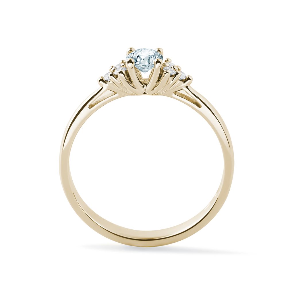 GELBGOLDRING MIT AQUAMARIN UND DIAMANTEN - RINGE AQUAMARIN - RINGE