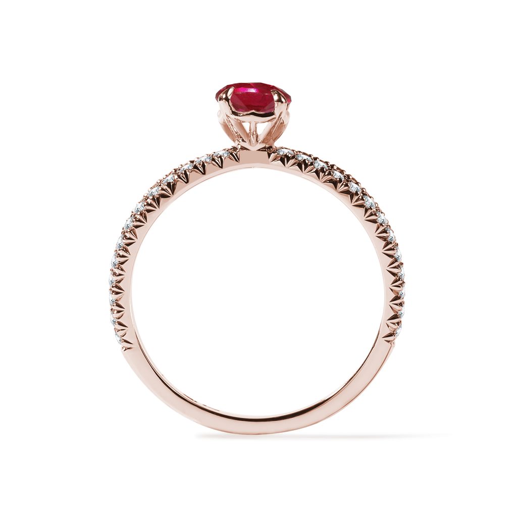 LUXURIÖSER DIAMANTRING MIT RUBIN IN 14K ROSÉGOLD - RUBIN-VERLOBUNGSRINGE - VERLOBUNGSRINGE