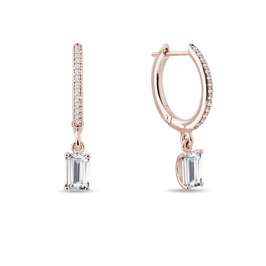 Emerald Cut Diamond Drop Earrings in Rose Gold EMERALD CUT DIAMOND DROP EARRINGS IN ROSE GOLD - DIAMOND EARRINGS - EARRINGS
