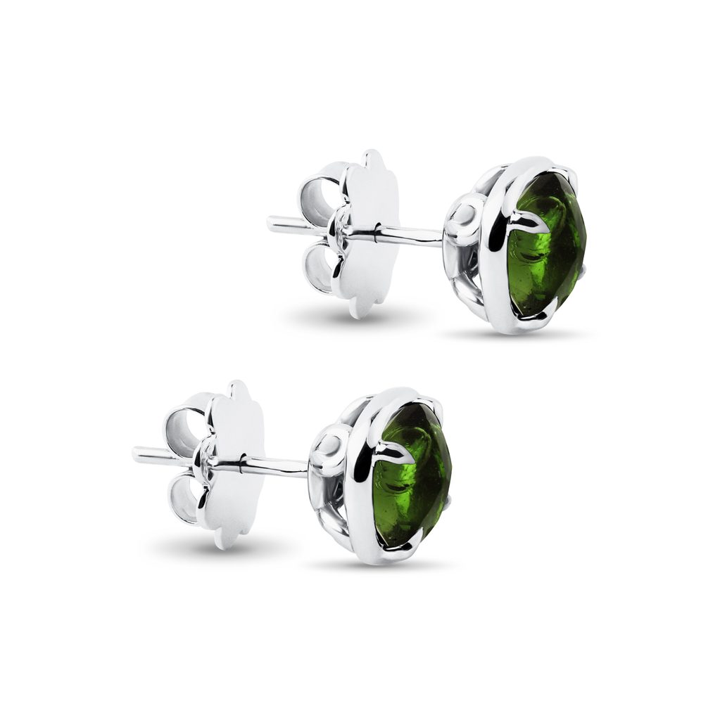 NÁUŠNICE PECKY Z BÍLÉHO ZLATA S VLTAVÍNY - NÁUŠNICE S VLTAVÍNEM - NÁUŠNICE