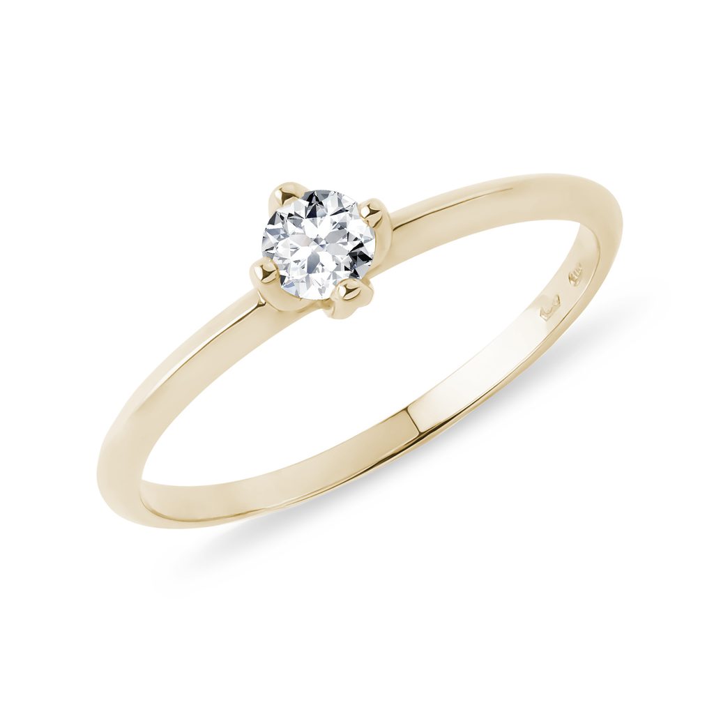 Ring mit 0,15 ct Diamant in Gelbgold RING MIT 0,15 CT DIAMANT IN GELBGOLD - VERLOBUNGSRINGE MIT BRILLANT - VERLOBUNGSRINGE