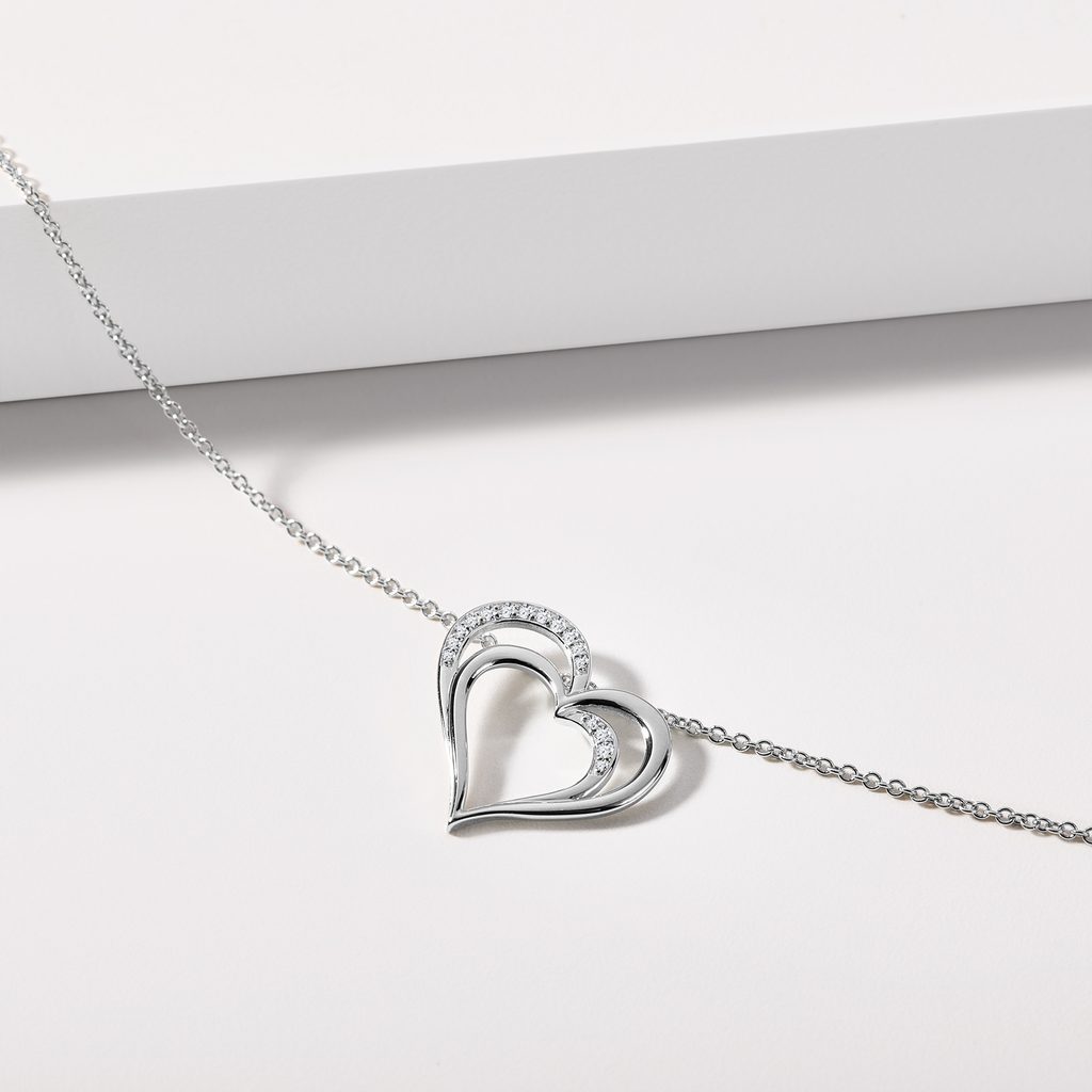 NECKLACE IN WHITE GOLD WITH DIAMOND HEART - DIAMOND NECKLACES - NECKLACES