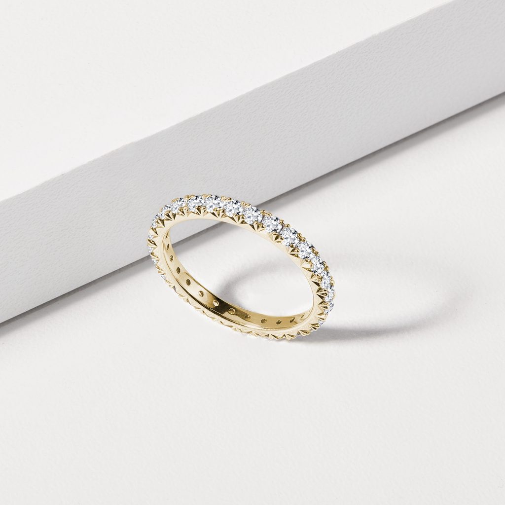 SET OF WEDDING RINGS WITH DIAMONDS IN YELLOW GOLD - ENGAGEMENT AND BRIDAL RING SETS - ENGAGEMENT RINGS