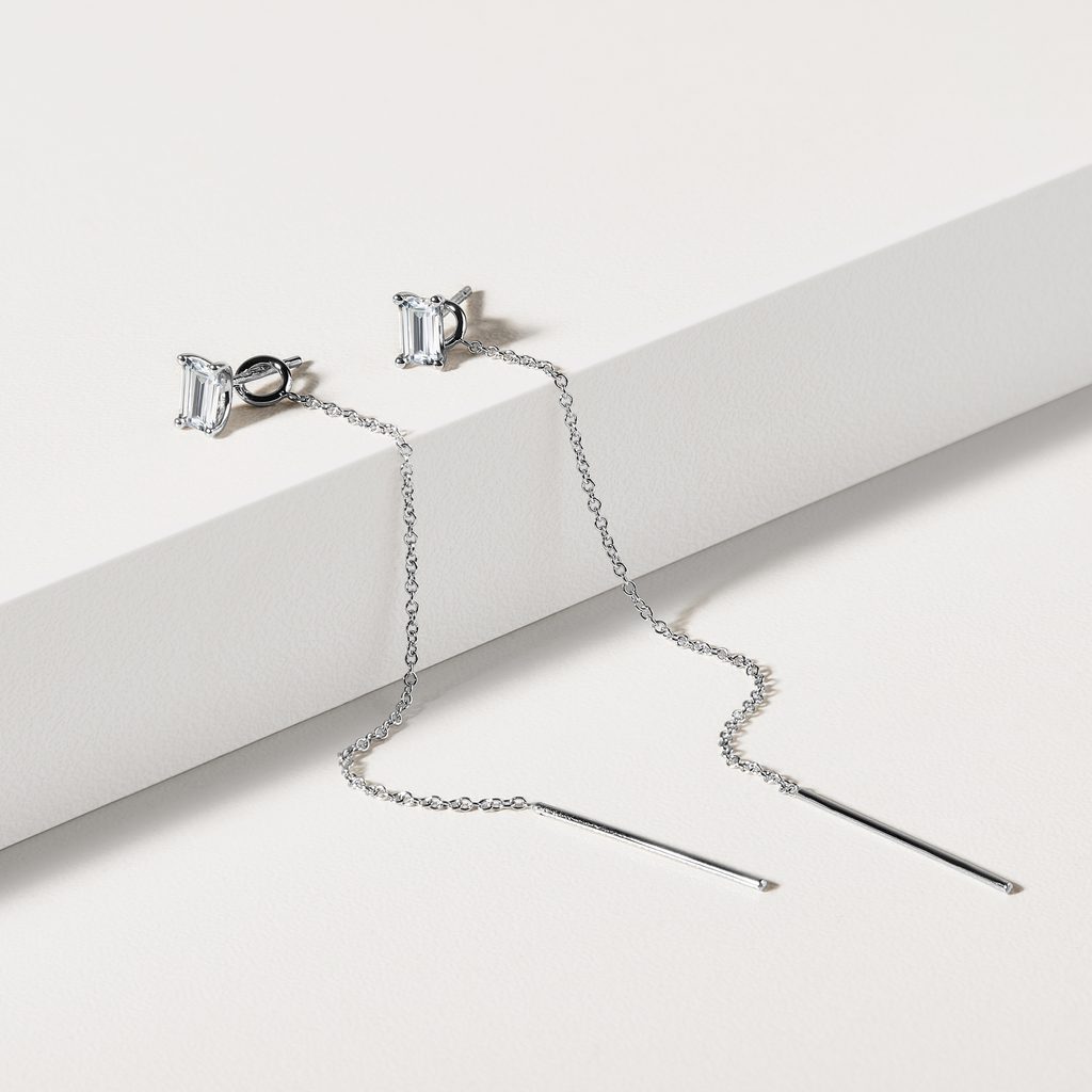 HÄNGENDE OHRRINGE MIT LABORDIAMANTEN IN WEISSGOLD - OHRRINGE DIAMANT - OHRRINGE