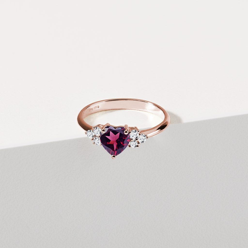 RHODOLIT RING MIT DIAMANTEN IN ROSÉGOLD - RINGE EDELSTEINE - RINGE