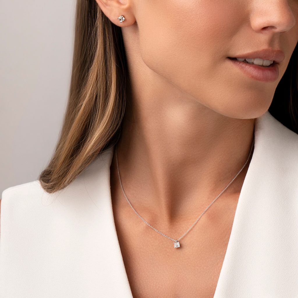 ASSCHER DIAMOND JEWELRY SET IN WHITE GOLD - DIAMOND SETS - FINE JEWELRY