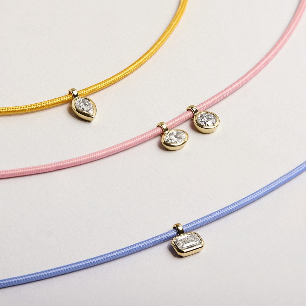 ANHÄNGER MIT RUNDEM LABOR-DIAMANT IN GELBGOLD - MAGNETISCHE HALSKETTEN - KETTEN