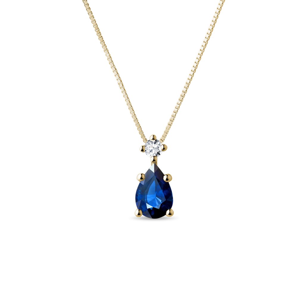 Sapphire and Diamond Pendant in Gold SAPPHIRE AND DIAMOND PENDANT IN GOLD - SAPPHIRE NECKLACES - NECKLACES