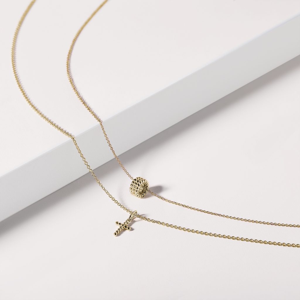 JEMNÝ ZLATÝ PŘÍVĚSEK KŘÍŽEK ZE 14K ZLATA - PŘÍVĚSKY - NÁHRDELNÍKY