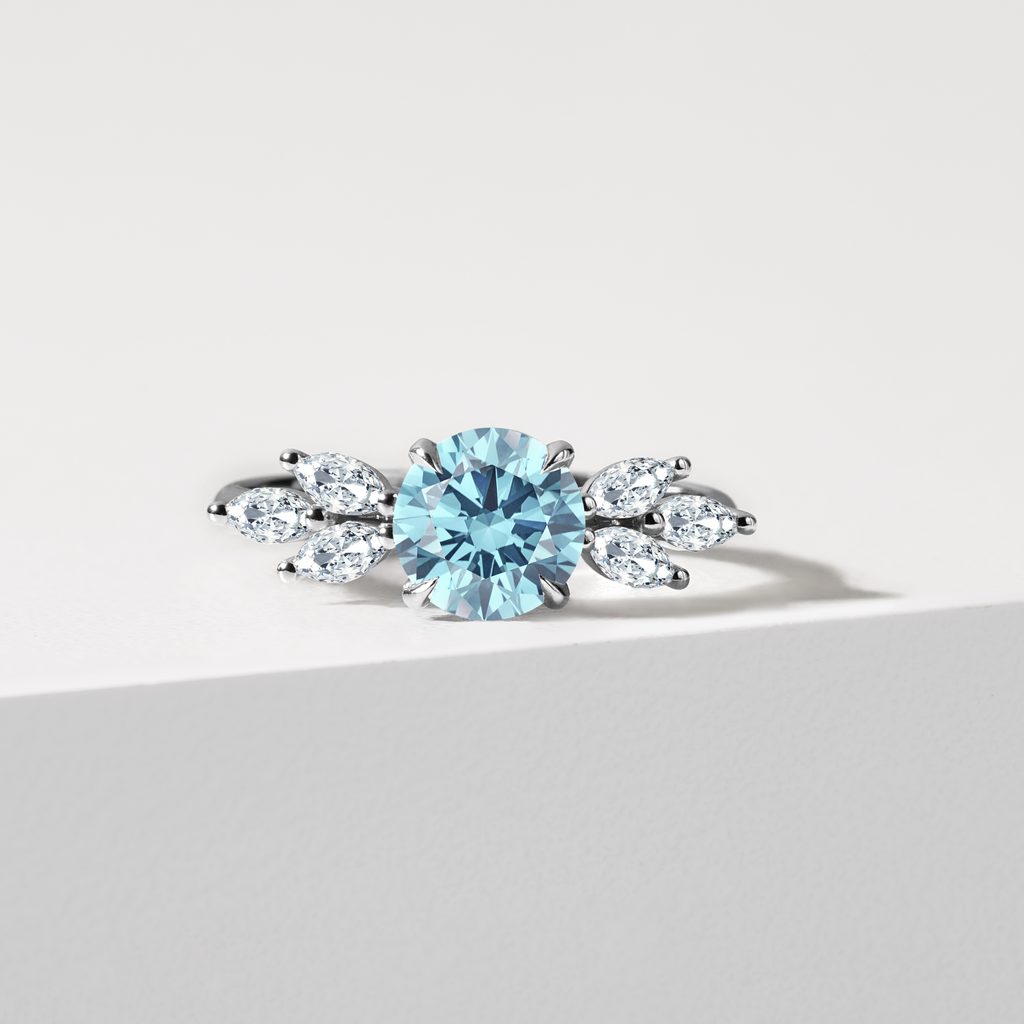 VERLOBUNGSRING MIT 1 CT BLAUEM LABORDIAMANTEN IN WEISSGOLD - RINGE MIT LAB GROWN DIAMANTEN - VERLOBUNGSRINGE
