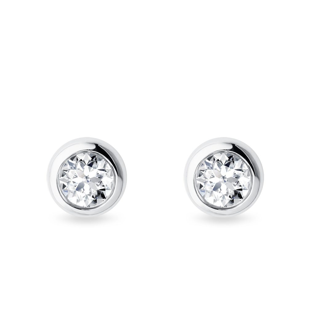 Lab-Grown Diamond Bezel Stud Earrings in White Gold LAB-GROWN DIAMOND BEZEL STUD EARRINGS IN WHITE GOLD - DIAMOND STUD EARRINGS - EARRINGS
