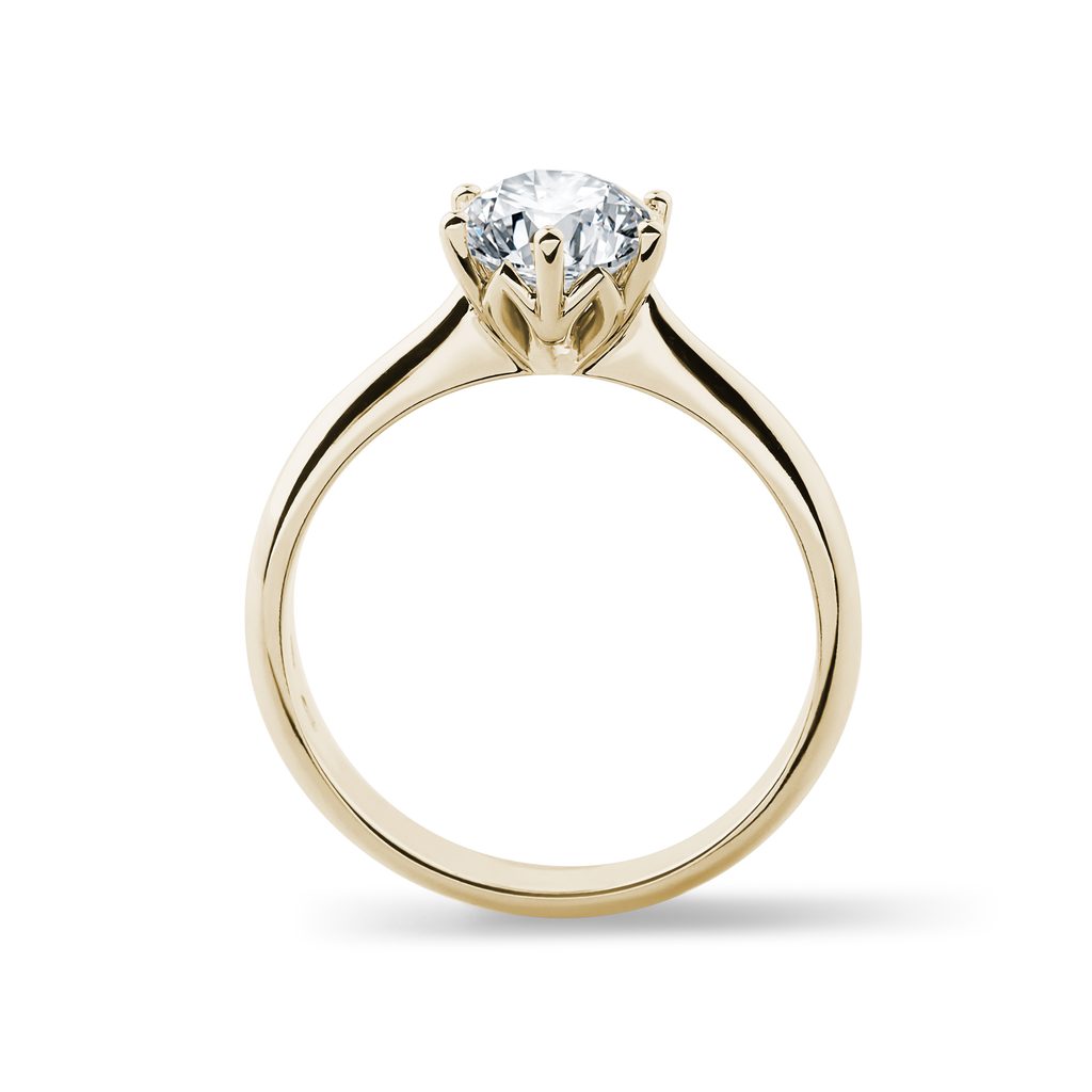 1 CARAT NATURAL DIAMOND RING IN YELLOW GOLD - BRILLIANT CUT DIAMOND ENGAGEMENT RINGS - ENGAGEMENT RINGS