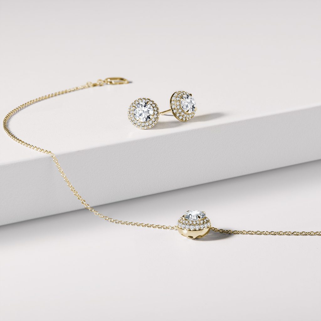 HALO-HALSKETTE MIT 1 CT LABORDIAMANT IN GELBGOLD - KETTEN MIT DIAMANTEN - KETTEN