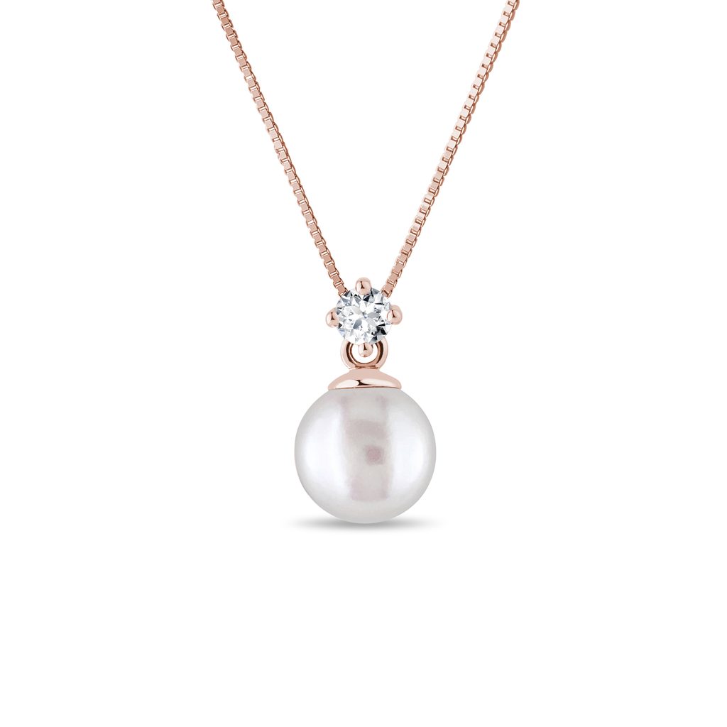 Perlenanhänger mit Diamant in Roségold PERLENANHÄNGER MIT DIAMANT IN ROSÉGOLD - PERLEN ANHÄNGER - PERLEN