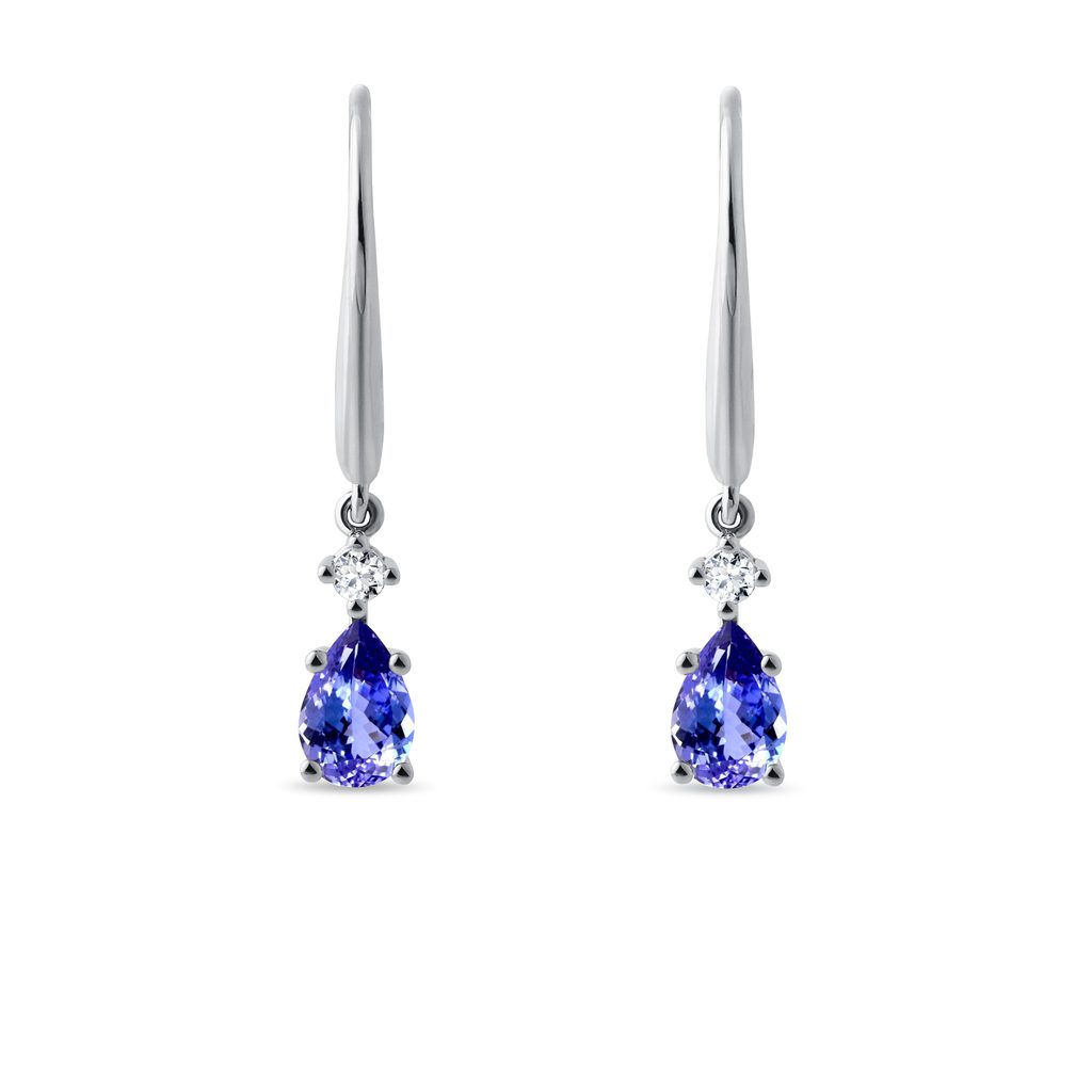 Tansanit Ohrstecker mit Diamanten in Weißgold TANSANIT OHRSTECKER MIT DIAMANTEN IN WEISSGOLD - OHRRINGE TANSANIT - OHRRINGE