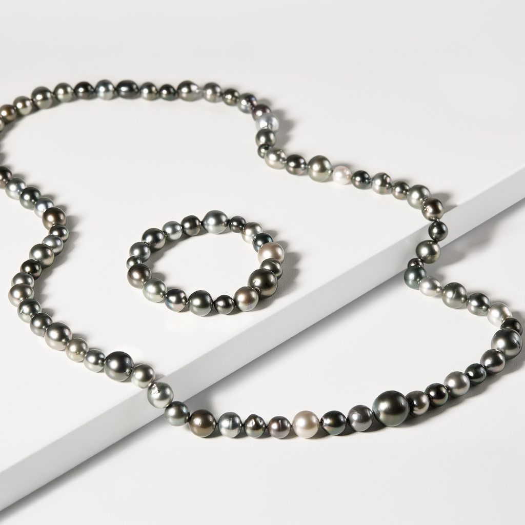 COLLIER ET BRACELET EN PERLES DE TAHITI - PARURES DE PERLES - PERLES