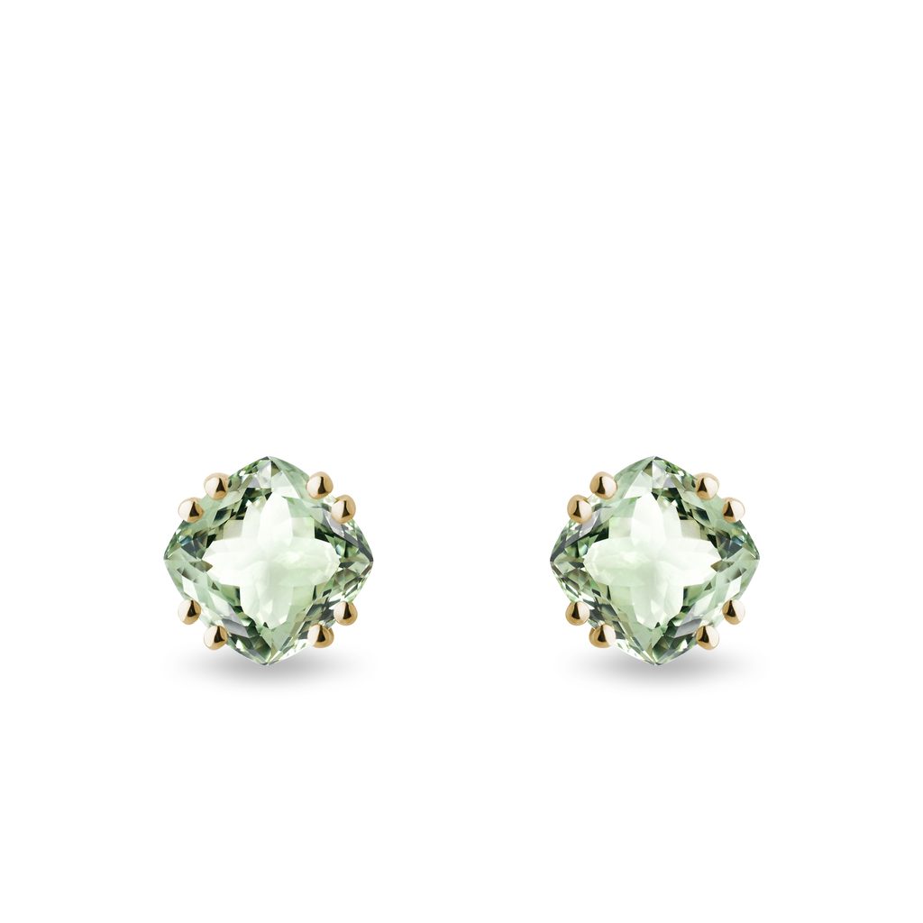 Ohrstecker mit grünen Amethysten in Gelbgold OHRSTECKER MIT GRÜNEN AMETHYSTEN IN GELBGOLD - OHRRINGE AMETHYST - OHRRINGE