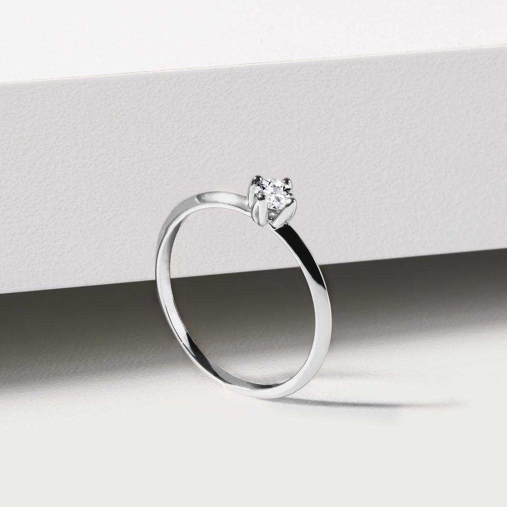 RING MIT 0,15 CT DIAMANT IN WEISSGOLD - VERLOBUNGSRINGE MIT BRILLANT - VERLOBUNGSRINGE