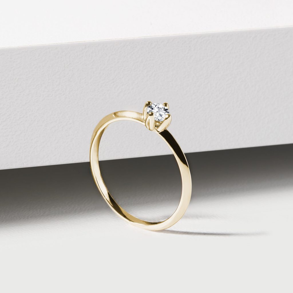 RING MIT 0,15 CT DIAMANT IN GELBGOLD - VERLOBUNGSRINGE MIT BRILLANT - VERLOBUNGSRINGE