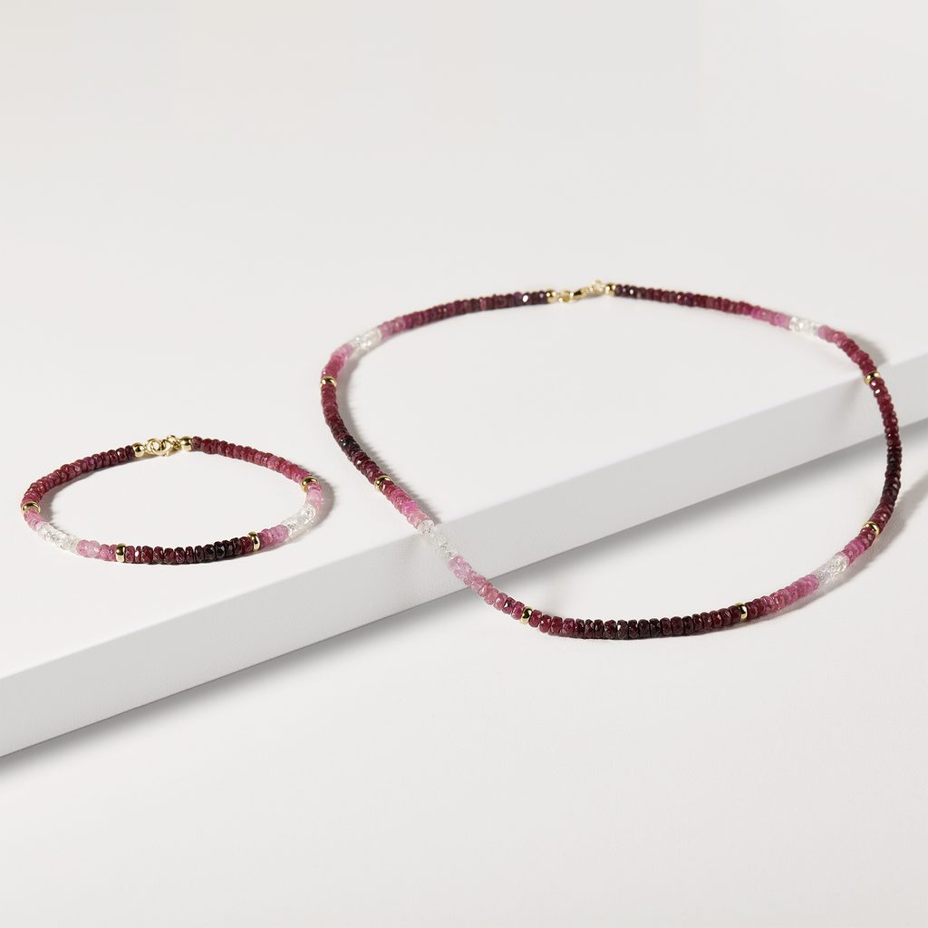 RUBIN ARMBAND IN GELBGOLD - MINERALARMBÄNDER - ARMBÄNDER