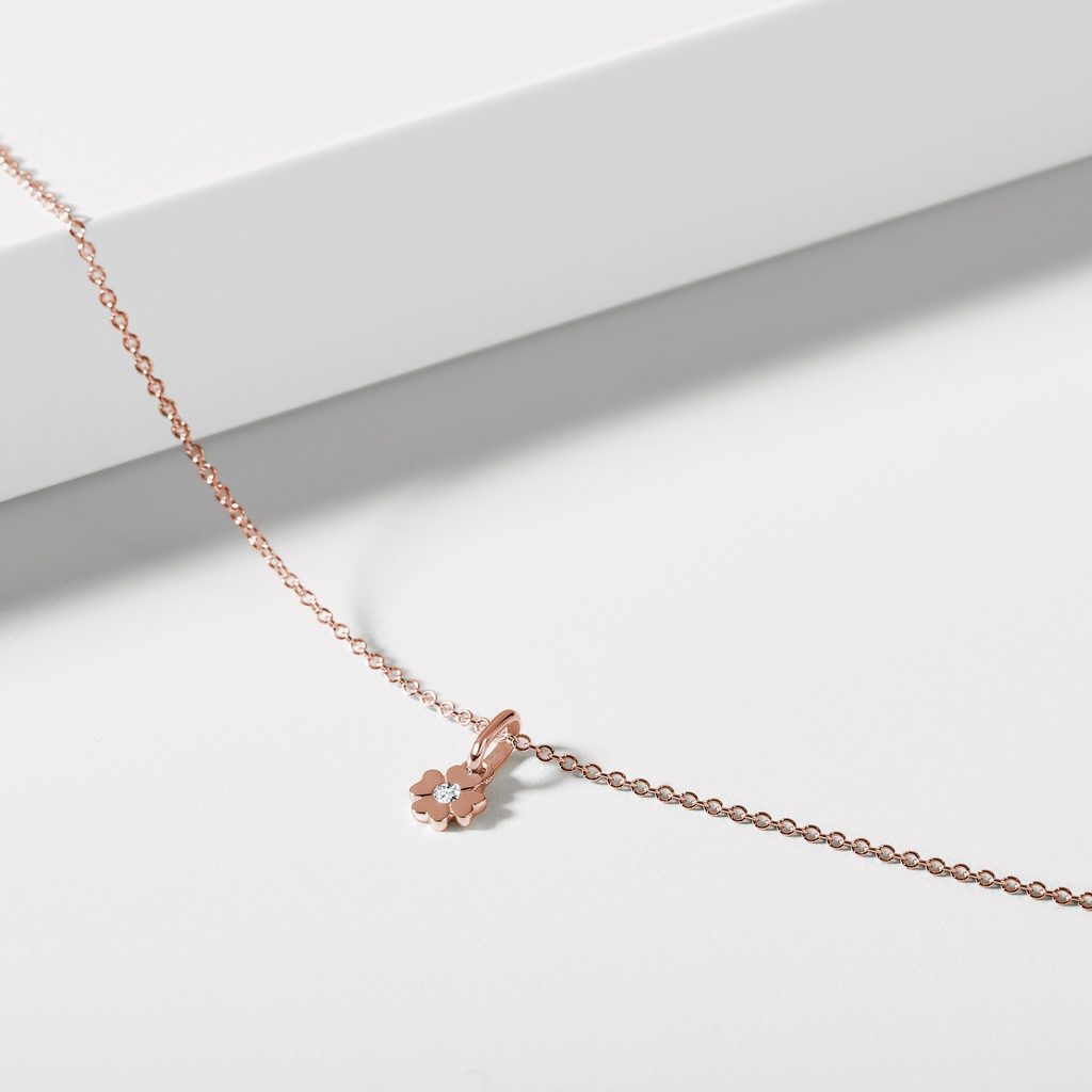 BLUMENANHÄNGER AUS ROSÉGOLD MIT ZIRKONIA - KINDER ANHÄNGER - KETTEN
