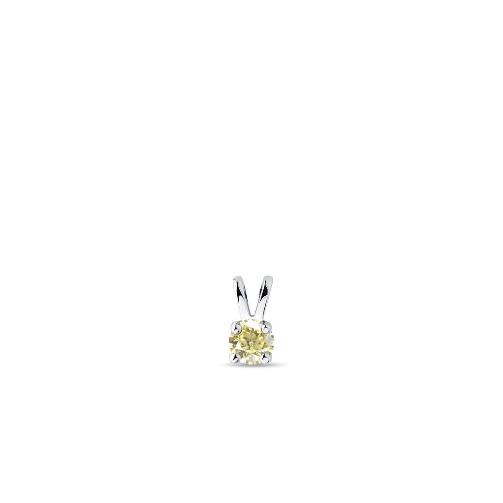 Yellow Diamond Pendant in White Gold YELLOW DIAMOND PENDANT IN WHITE GOLD - PENDANTS - NECKLACES
