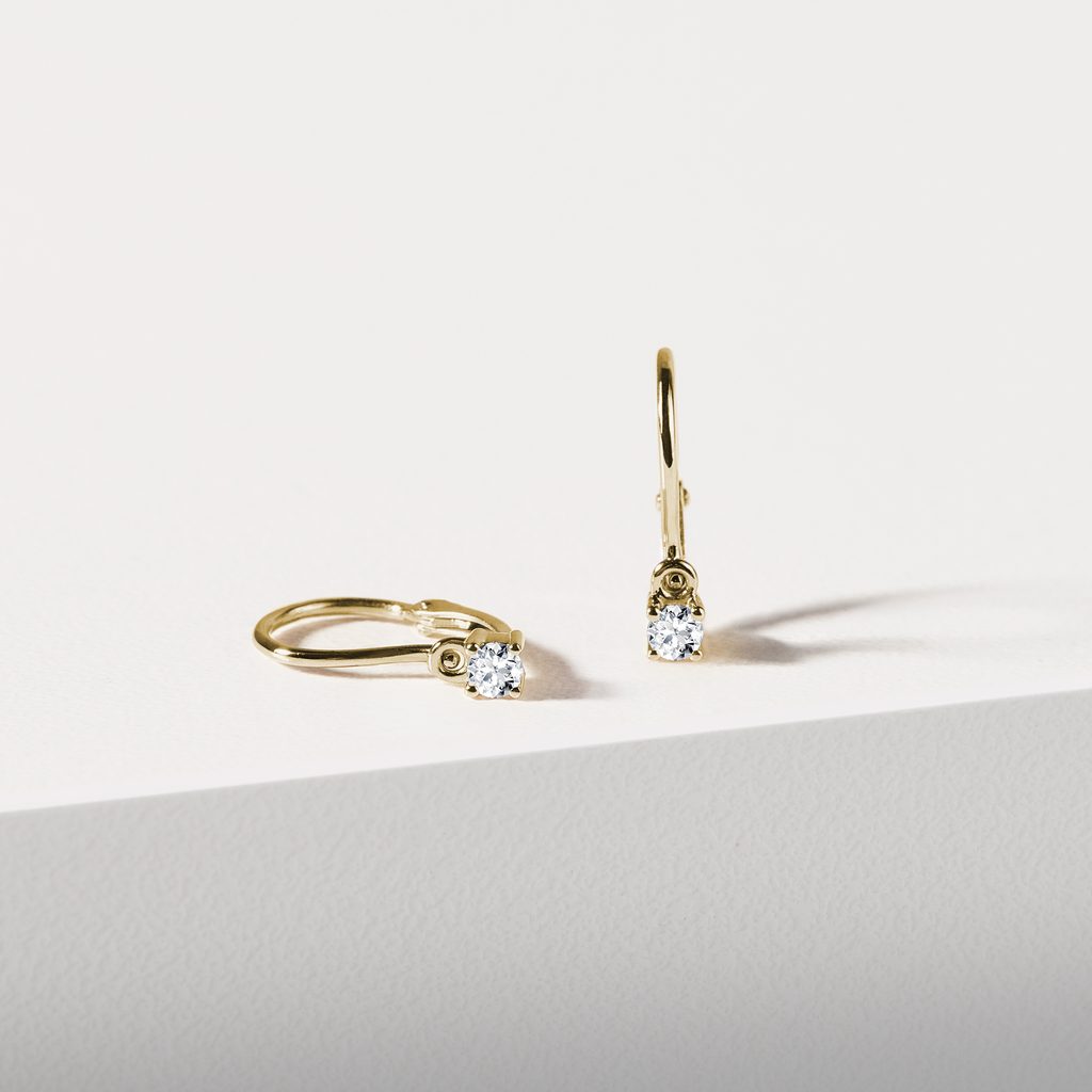 ZLATÉ DIEVČENSKÉ BRILIANTOVÉ NÁUŠNICE - DETSKÉ NÁUŠNICE - NÁUŠNICE