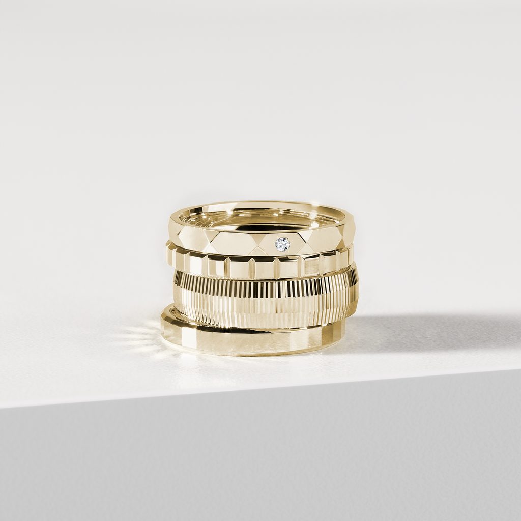 DAMENRING MIT GESCHLIFFENEN KANTEN IN GELBGOLD - RINGE GELBGOLD - RINGE