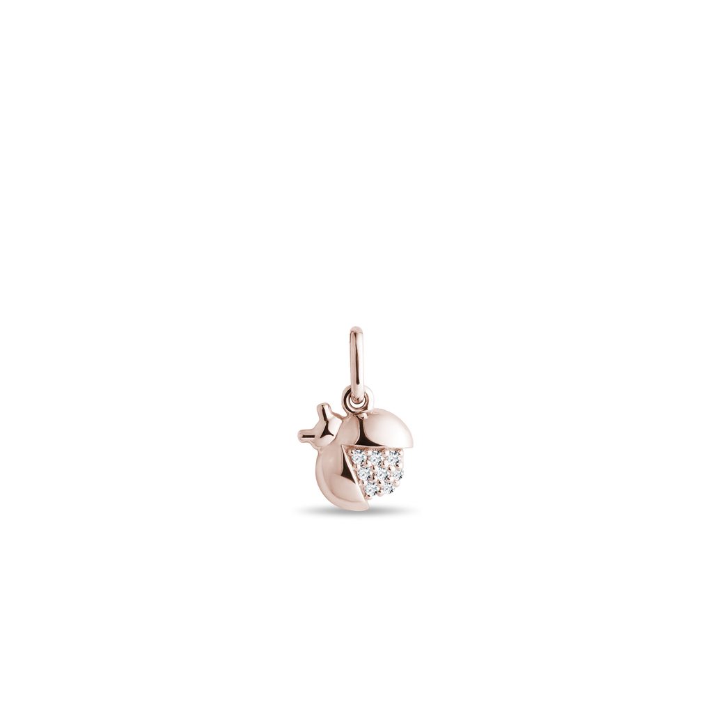 Marienkäfer-Anhänger für Kinder mit Diamanten in Roségold MARIENKÄFER-ANHÄNGER FÜR KINDER MIT DIAMANTEN IN ROSÉGOLD - KINDER ANHÄNGER - KETTEN