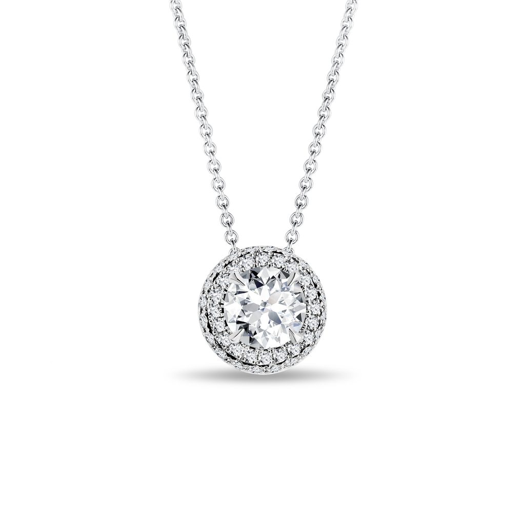 Halo-Halskette mit 1 ct Labordiamant in Weißgold HALO-HALSKETTE MIT 1 CT LABORDIAMANT IN WEISSGOLD - KETTEN MIT DIAMANTEN - KETTEN
