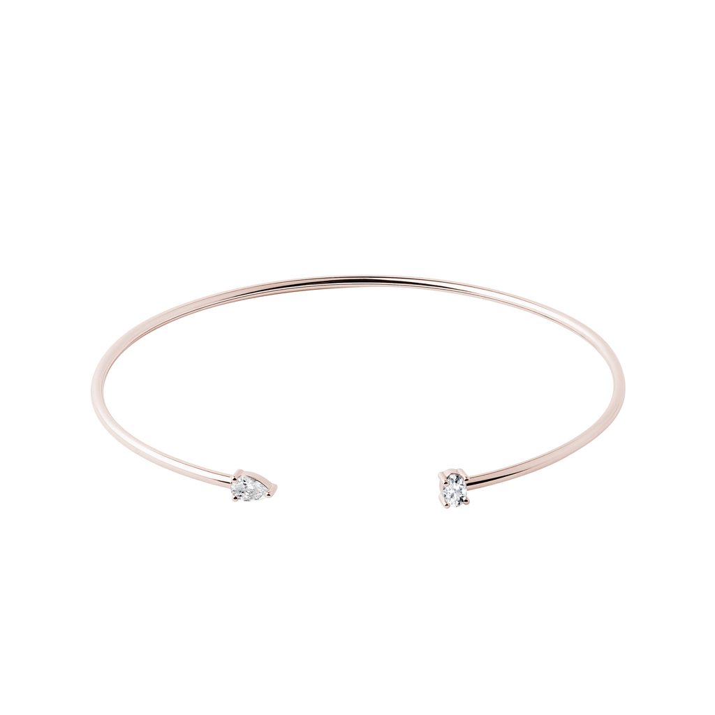 Otvorený flexi náramok z ružového 14k zlata s diamantmi OTVORENÝ FLEXI NÁRAMOK Z RUŽOVÉHO 14K ZLATA S DIAMANTMI - FLEXI NÁRAMKY - NÁRAMKY