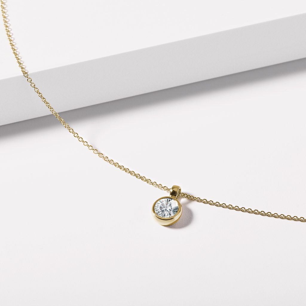 HALSKETTE MIT RUNDEM LABOR-DIAMANT IN GELBGOLD - KETTEN MIT DIAMANTEN - KETTEN