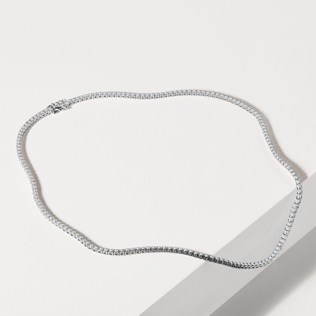 DIAMANTOVÝ TENISOVÝ NÁHRDELNÍK Z BIELEHO ZLATA - NÁHRDELNÍKY S DIAMANTMI - NÁHRDELNÍKY