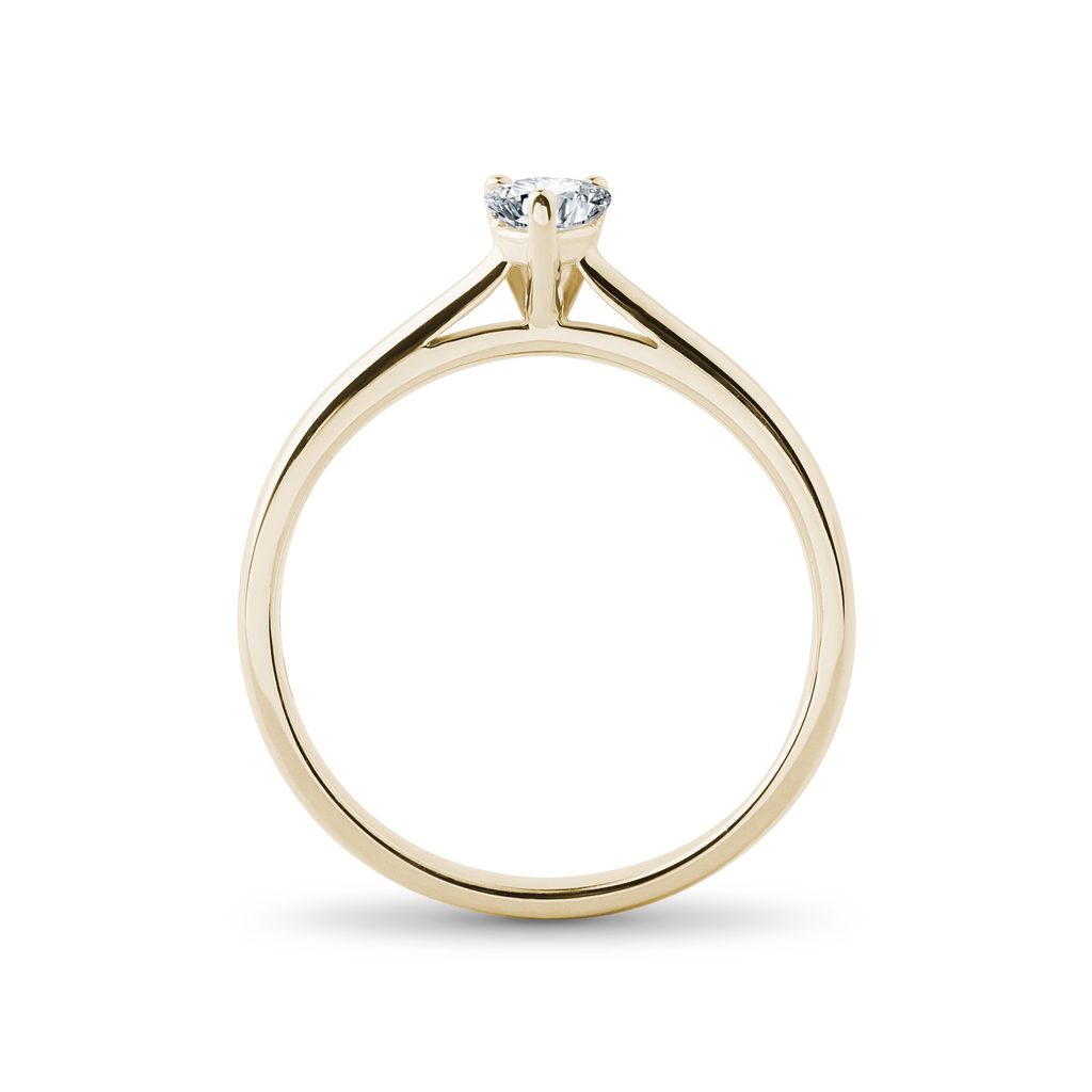 BAGUE DIAMANT TAILLE CŒUR EN OR JAUNE - BAGUES DE FIANÇAILLES EN DIAMANT - BAGUES DE FIANÇAILLES