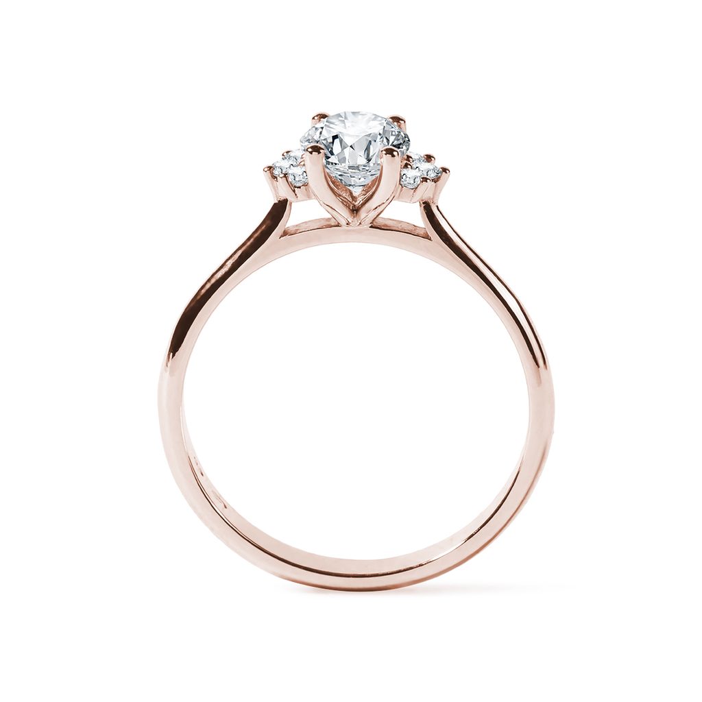 ROSE GOLD OVAL DIAMOND RING WITH SIDE DIAMONDS - DIAMOND ENGAGEMENT RINGS - ENGAGEMENT RINGS