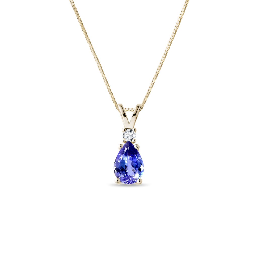 Tanzanite and Diamond Pendant on Yellow Gold Chain TANZANITE AND DIAMOND PENDANT ON YELLOW GOLD CHAIN - TANZANITE NECKLACES - NECKLACES