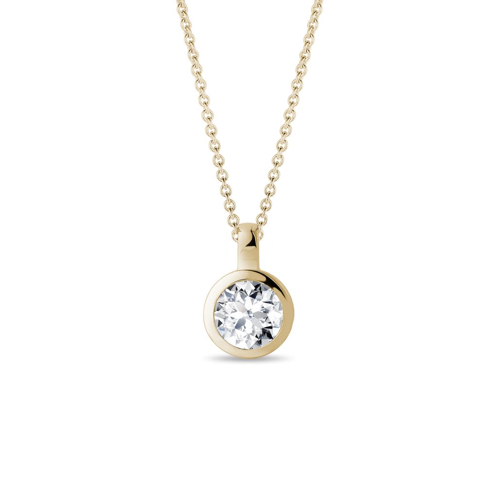 Halskette mit rundem Labor-Diamant in Gelbgold HALSKETTE MIT RUNDEM LABOR-DIAMANT IN GELBGOLD - KETTEN MIT DIAMANTEN - KETTEN