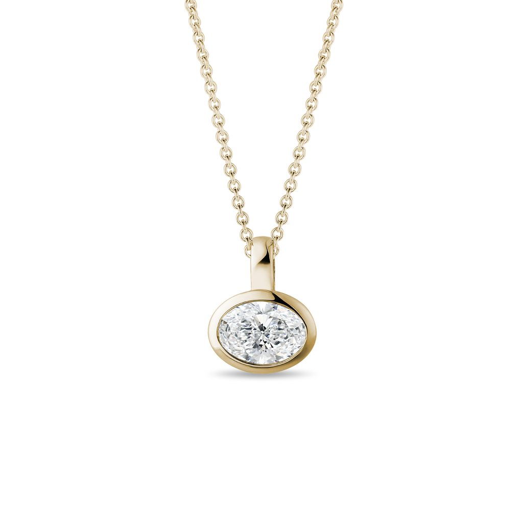 Halskette mit ovalem Labor-Diamant in Gelbgold HALSKETTE MIT OVALEM LABOR-DIAMANT IN GELBGOLD - KETTEN MIT DIAMANTEN - KETTEN