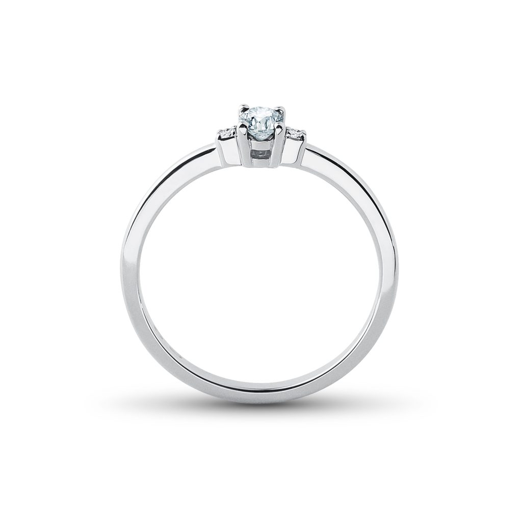 AQUAMARINE AND SIDE DIAMOND RING IN WHITE GOLD - AQUAMARINE RINGS - RINGS