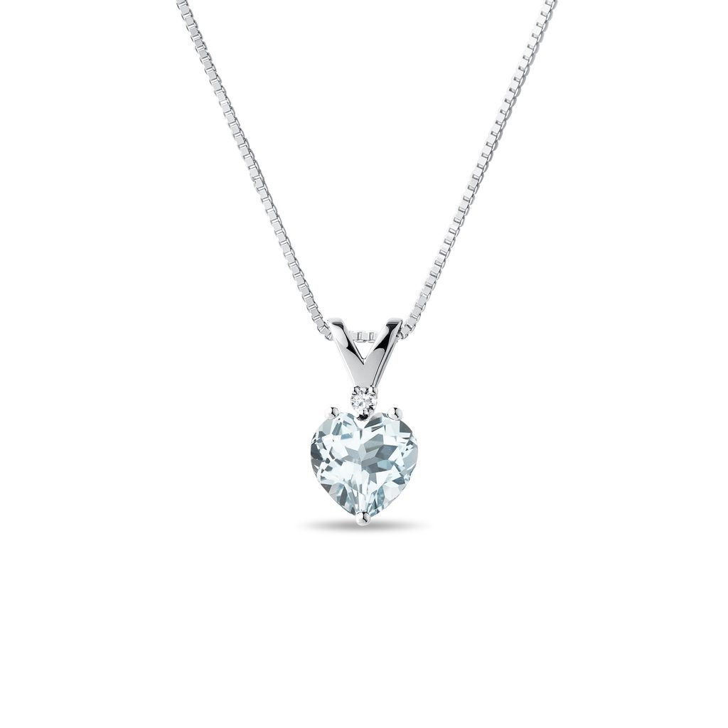 Aquamarine Heart Necklace in White Gold AQUAMARINE HEART NECKLACE IN WHITE GOLD - AQUAMARINE NECKLACES - NECKLACES
