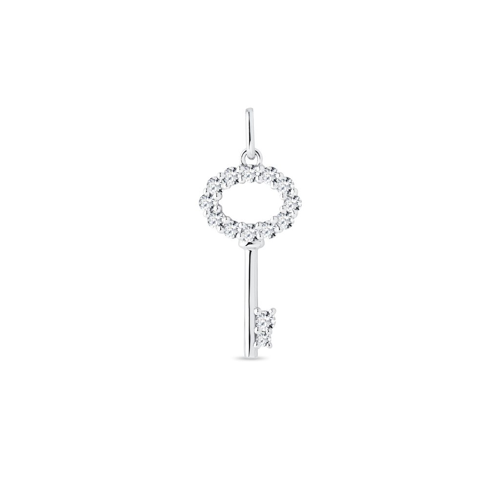 Zawieszka kluczyk z diamentami w białym złocie ZAWIESZKA KLUCZYK Z DIAMENTAMI W BIAŁYM ZŁOCIE - WISIORKI - NASZYJNIKI