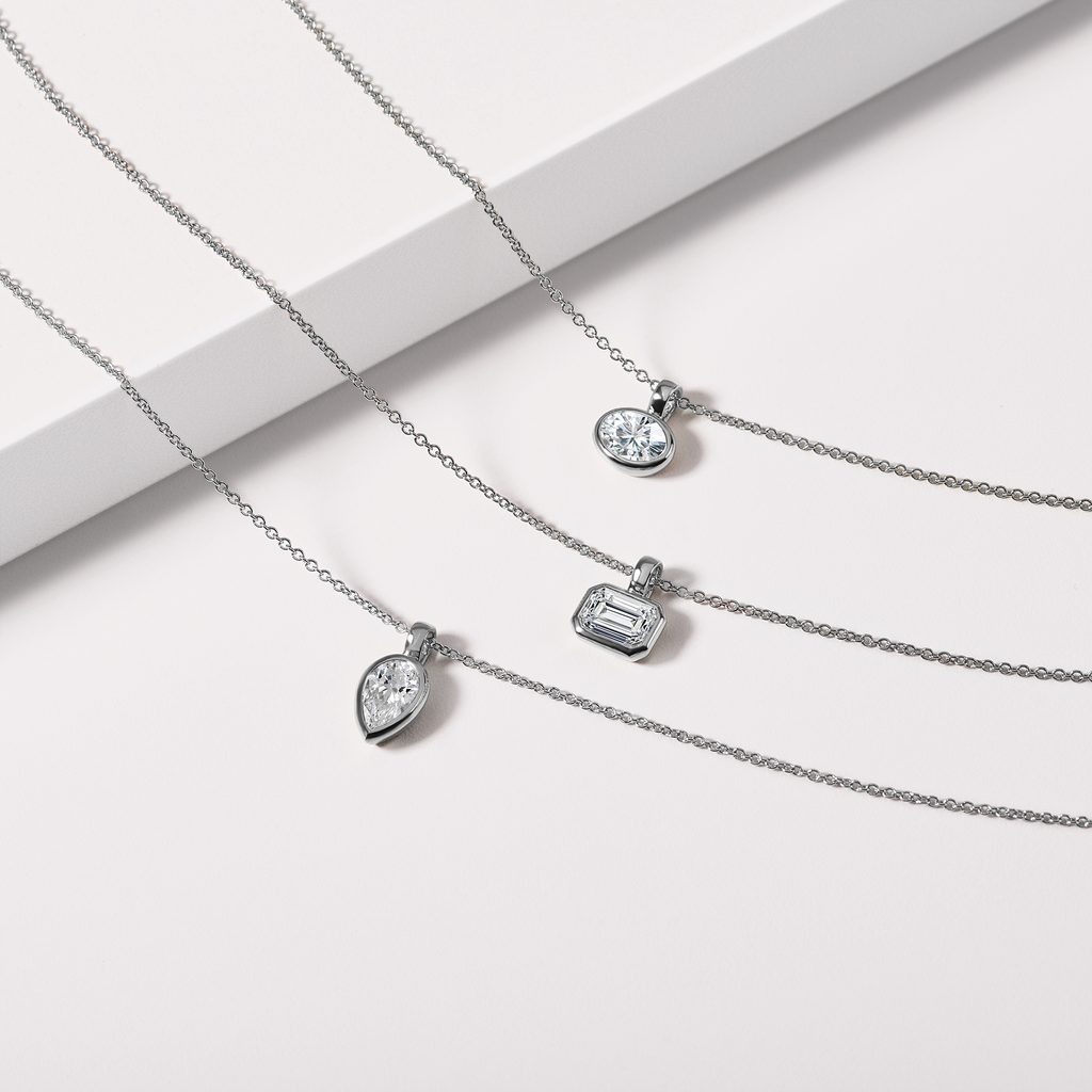 HALSKETTE MIT OVALEM LABOR-DIAMANT IN WEISSGOLD - KETTEN MIT DIAMANTEN - KETTEN