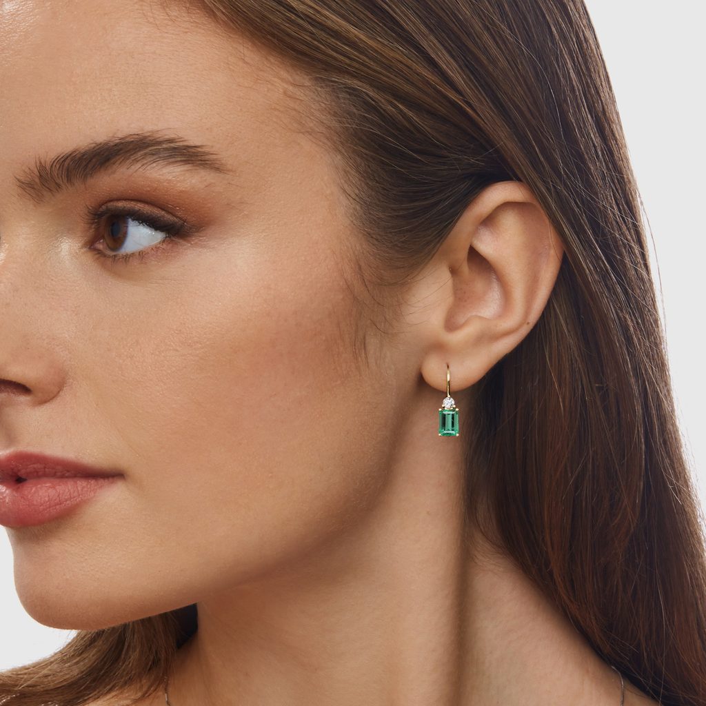 EMERALD EARRING AND NECKLACE GOLD JEWELRY SET - GEMSTONE SETS - FINE JEWELRY