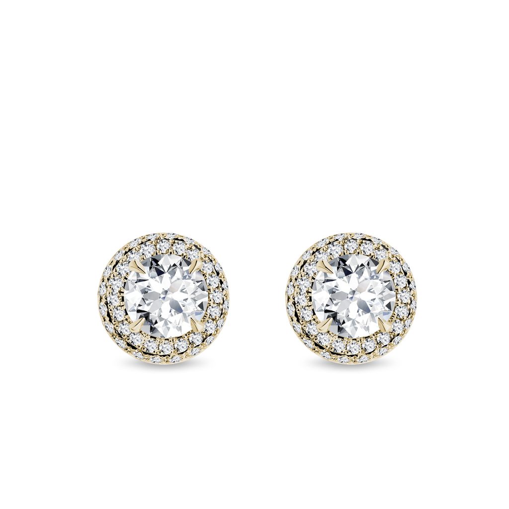Halo-Ohrstecker mit Labordiamanten in Gelbgold HALO-OHRSTECKER MIT LABORDIAMANTEN IN GELBGOLD - OHRSTECKER DIAMANT - OHRRINGE