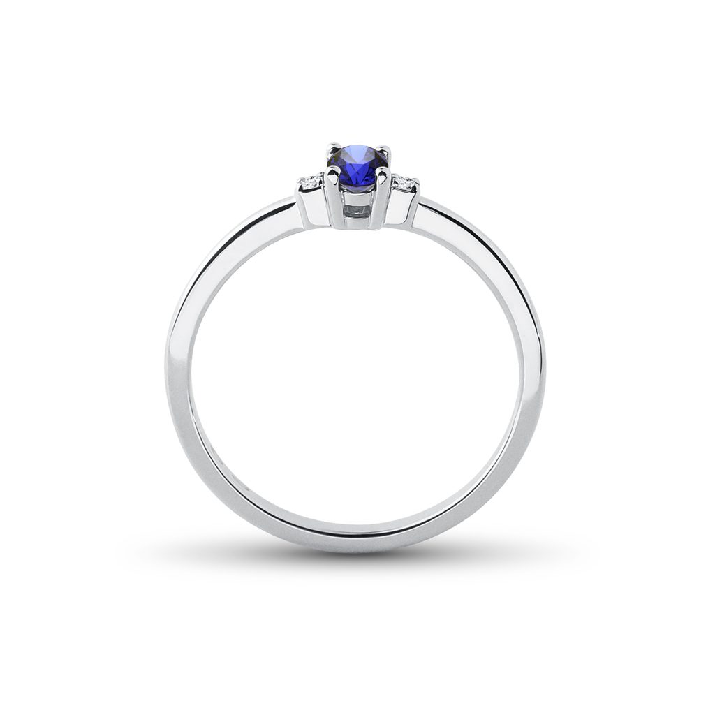SAPPHIRE AND SIDE DIAMOND RING IN WHITE GOLD - SAPPHIRE ENGAGEMENT RINGS - ENGAGEMENT RINGS