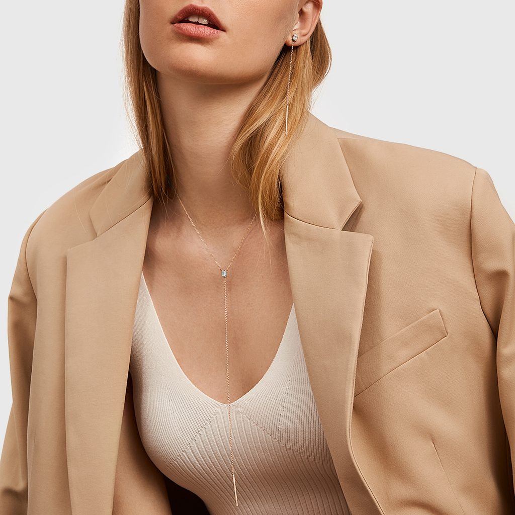 COLLIER CHAÎNE EN OR ROSE AVEC DIAMANT DE SYNTHÈSE - COLLIERS AVEC DIAMANTS - COLLIERS