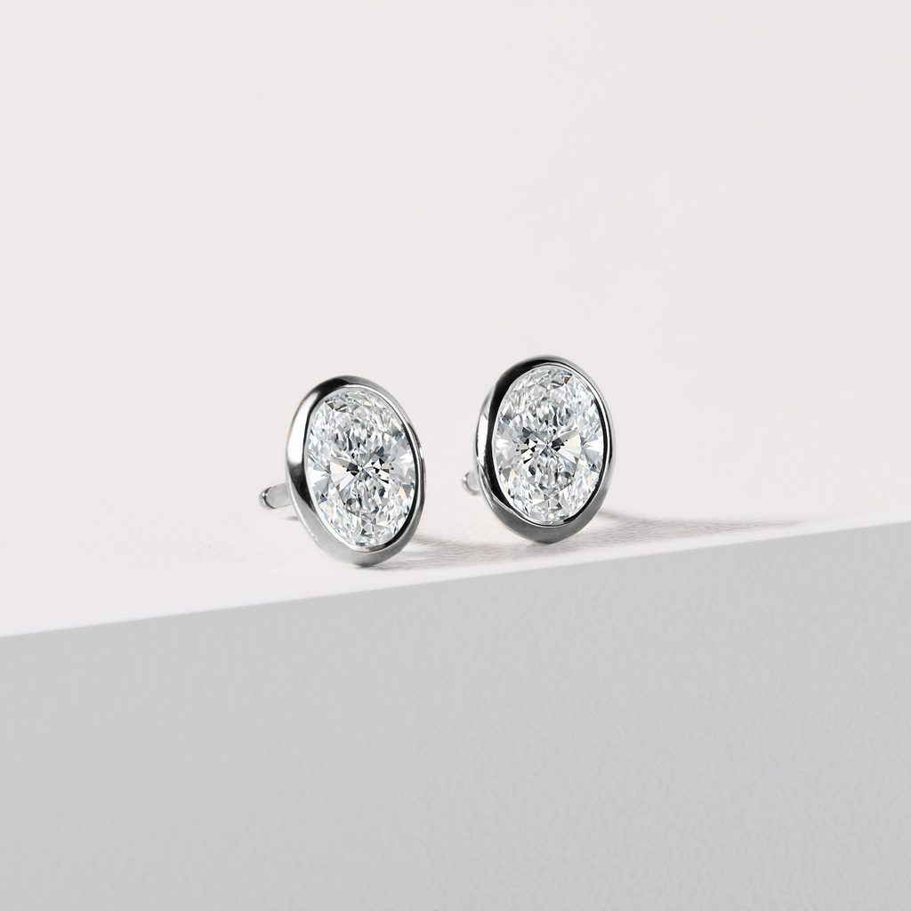OHRRINGE MIT OVALEN LABOR-DIAMANTEN IN WEISSGOLD - OHRSTECKER DIAMANT - OHRRINGE